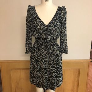 Zara leopard print chiffon mini dress.